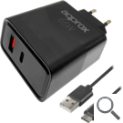 CARGADOR USB DE VIAJE/PARED 1xUSB/USB-C + CABLE USB-A A USB-C 65W NEGRO APPROX