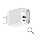 CARGADOR USB PARED USB-C + USB-A GaN 65W BLANCO MARS GAMING