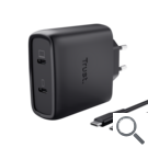 CARGADOR PARED/VIAJE 2xUSB-C 65W MAXO NEGRO TRUST